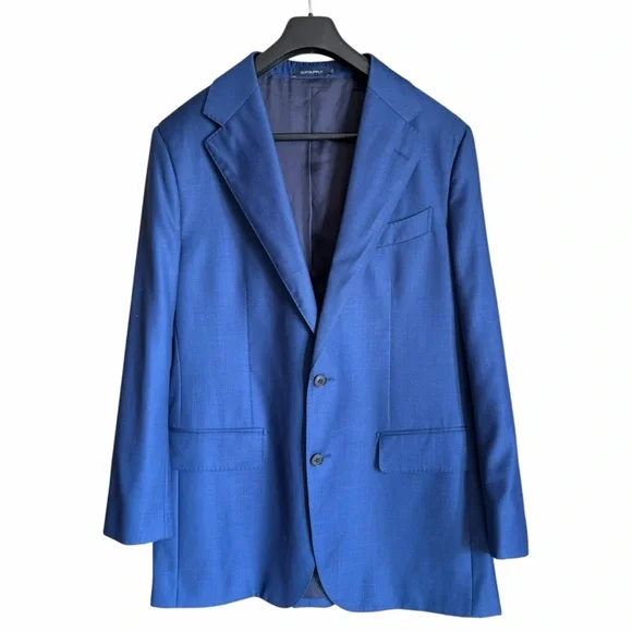 SuitSupply Havana Flap Wool Blazer 44R Blue VBC Quiet Luxury